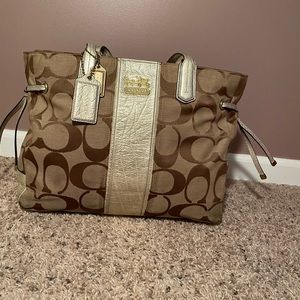 Coach Gold Signature Pattern Tote